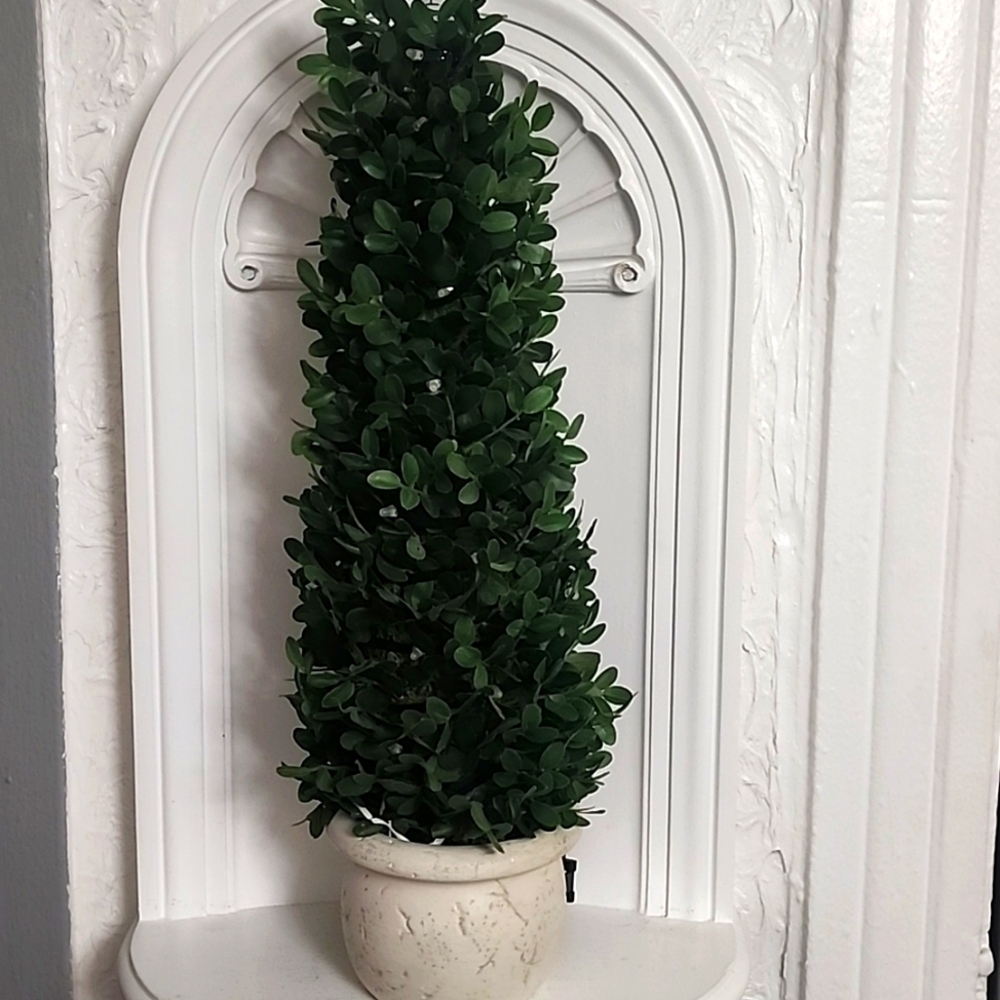 Northlight  Pre-Lit Artificial Boxwood Cone Topiary Tree with Round Pot,…